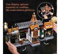 Original-Steampunk Series Construction Set Steampunk Railway Station 36 cm