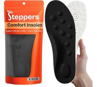 Original Steppers Insoles, 2026 4D Steppers Comfort Boosting Massage Insole, Memory Foam Thermal Insoles, Comfy Insole with Arch Support for Men and Women (Black, Extra Large (EU 45-46))