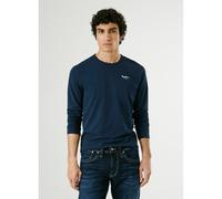 Original Stretch Cotton T-Shirt with Long Sleeves Navy Blue
