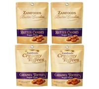 Original Sugar-Free Sweets Butter Caramel Candies and Soft Creamy Toffees | Diabetic-Friendly Candy & Sweets | Indulgent & Guilt-free value Pack Sugarless (4 Bags x 80g, Mix)