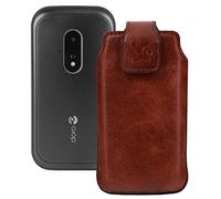 Original Suncase Leather Mobile Phone Case Compatible with Doro Leva L20 in Mocha Brown