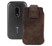 Original Suncase Leather Mobile Phone Case Compatible with Doro Leva L30 Antique Brown