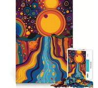 Original Sunset Waterfall 1000 Pieces Jigsaw Puzzles for Adults Brain Challenge Toy Indoor Play Precise Cut Fine Art Piece (50x75cm)