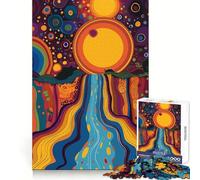Original Sunset Waterfall 1000 Pieces Jigsaw Puzzles for Adults Brain Challenge Toy Indoor Play Precise Cut Fine Art Piece (50x75cm)