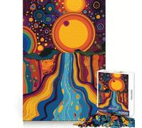 Original Sunset Waterfall for Adults 1000 Piece Puzzle Mind Challenge Toy Calm Escape Quality Cut Art Collection Piece (38x52cm)