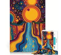 Original Sunset Waterfall Jigsaw Puzzles1000 Pieces Mind Skill Toy Soothing Play Precision Cut Art Collection Piece (38x26cm)