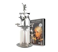 Original Swedish Angel Chimes & 4 Candles - Spinning Festive Chimes - Nickel