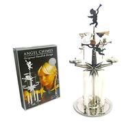 Original Swedish Silver Nickel Angel Chimes Christmas Table Spinner & 4 White Candles