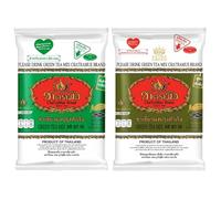 Original Thai Tea Variety Set (Cha Tra Mue Green Tea Mix 200g + Extra Green 200g)