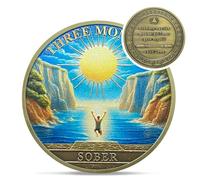 Original Three Month Sobriety Coin - Serene Ocean 3 Month AA Coins - Recovery Addiction NA AA Chips and Medallions - Celebrate Clean 1-12 Months Narcotics Alcoholics Anonymous Gifts for Men Women