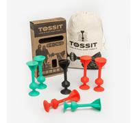 TOSSIT Suction Cup Darts, Toss Game Perfect Family and Party, Silicone Throwing Game for Backyard, Indoor and Outdoor Fun, Starter Pack, Red Cyan