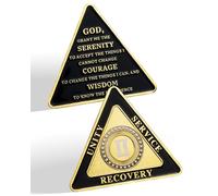 Original Triangle 2 Year AA Medallion, Sobriety Coin Gifts for Men Women | Alcohol Free Anniversary Celebration, Alcoholics Anonymous Recovery Gifts, Sober Anniversaries, Serenity Prayer AA Chip