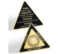 Original Triangle 5 Year AA Medallion, Sobriety Coin Gifts for Men Women | Alcohol Free Anniversary Celebration, Alcoholics Anonymous Recovery Gifts, Sober Anniversaries, Serenity Prayer AA Chip