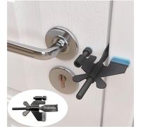 Original Trustella Heavy-Duty Portable Door Lock - Stainless Steel Security Device for Enhanced Safety - Ideal for Home, Travel, Hotels, Apartments - Silicone Protector Caps Included (1, Black)