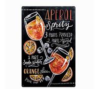 Original Vintage Design Cocktail Recipe Tin Metal Signs Wall Art, Thick Tinplate Print Poster Wall Decoration Bar/Kitchen (APEROL, 8x12 Inches (20x30 CM))