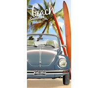 Original VW Beetle bath towel 75 cm x 150 cm - OVP - 100% cotton Volkswagen VW Beetle exclusive model 005 blue - beach towel velour quality