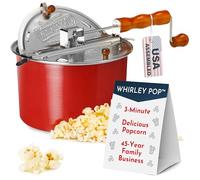 Original Whirley Pop Popcorn Machine - 3-Minute Stovetop Popcorn Maker, Home Movie Night, Movie Snacks, Game Night Snacks - Wabash Valley Farms - Aluminum Pot With Metal Gears - (Red)