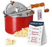 Original Whirley Pop Popcorn Maker - 6 Quart Popcorn Popper (Red), Aluminum Popcorn Maker With Metal Gears, Wabash Valley Farms Stove Top Popcorn Maker, Gourmet Popcorn Pot, Culinary Popcorn Popper