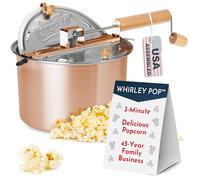 Original Whirley Pop Popcorn Maker - 6 Quart Popcorn Popper, Stainless Steel Popcorn Maker With Metal Gears, Wabash Valley Farms Stove Top Popcorn Maker, Gourmet Popcorn Pot (Copper)