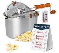 Original Whirley Pop Popcorn Maker - Wabash Valley Farms Gourmet Popcorn Popper, Aluminum Popcorn Pot With Nylon Gears, 3-Minute Stove Top Nostalgia Popcorn Maker (Silver)