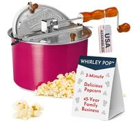 Original Whirley Pop Popcorn Maker - Wabash Valley Farms Pink Popcorn Popper with Nylon Gears, Movie Night at Home, 3-Minute Stove Top Popper with 6-Quart Capacity