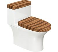 Original Wood Color Texture 2-Piece Toilet Seat Cover Set with Tank Lid - Elastic for U-Shape & Elongated - Bathroom Decor