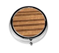 Original Wood Color Texture A Round Mini Pillbox with Three Compartments for Storing Vitamins, Fish Oil, and Nutritional Supplements.