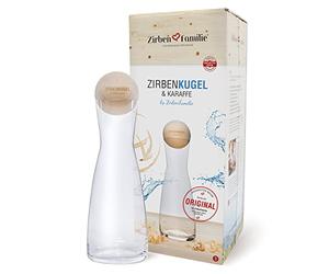 Original ZirbenKugel Set Spiegelau Edition • 1 Litre Glass Carafe from Spiegelau with Naturally Scented Pine Ball with Engraving of The ZirbenFamilie - Known from Specialist Trade and The Hotel