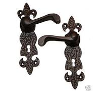 OriginalForgery Large FDL Door Handles with Key Hole Black Cast Iron (AX43)