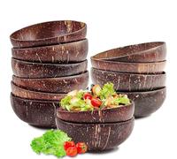 Originalidad 12 Pcs Coconut Shell Bowls,Polished Coconut Bowl,Wooden Salad Acai Bowls Set-Polished With Coconut Oil,Handmade, Natural, Eco Friendly,Vegan Gifts