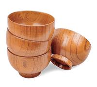 Originalidad Handmade Wood Bowls, Jujube Wooden Japanese Bowls for Rice, Soup, Dip, Salad, Tea, Decoration 4 Sets (3.8 IN)