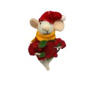 Originals Felt Mouse With Holly Wreath Christmas Tree Decoration