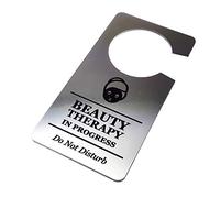 OriginDesigned Beauty Therapy Treatment in Progress Do Not Disturb Room Door Hanger Sign Silver Acrylic - for Hotels, B&Bs and Lodges