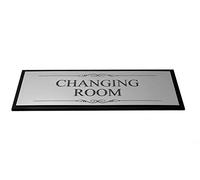 OriginDesigned Changing Room Door Sign, Adhesive Plaque, Stylish Metallic Silver and Black - Acrylic (Size 19.5cm x 7.6cm) supplied with adhesive strips