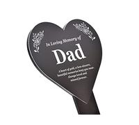 OriginDesigned Dad Memorial Plaque, Heart Shaped, Personalised Sign, Black Acrylic, Traditional Style