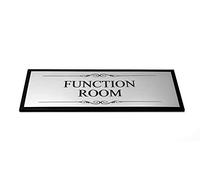 OriginDesigned Function Room Door Sign, Adhesive Plaque, Stylish Metallic Silver and Black - Acrylic (Size 19.5cm x 7.6cm) supplied with adhesive strips