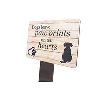 OriginDesigned Heartfelt Dog Memorial Plaque - 'Dogs Leave Paw Prints on Our Hearts' - 5.5" x 9" UV Printed for Outdoor Use