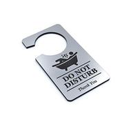 OriginDesigned Silver coloured 'In Bath' - Bathroom in use - Do Not Disturb, Warning Door Sign, Door Hanger Notice. Perfect for use at home to stop intruders whilst bathing.