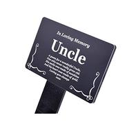 OriginDesigned Uncle Memorial Remembrance Plaque Stake - Gold/Silver/Copper/Black & White, Waterproof, Outdoor, Grave Marker, Tribute, Plant Marker (Black & White)