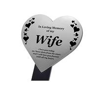 OriginDesigned Wife Memorial Remembrance Plaque Stake, HEART SHAPE - Gold/Silver/Copper, Waterproof, Outdoor, Grave Marker, Tribute, Plant Marker Active Restock requests: 0 (Silver)