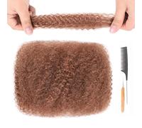 Originea Afro Kinky Curly Human Hair Bulk for Dreadlocks and Twist Braiding 100% Human Hair 1 Pack 10 Inch Soft Afro Kinky Bulk Human Hair Extensions for Braiding (#30 Light Brown)