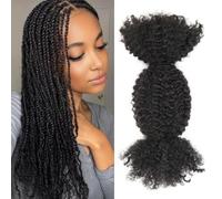 Originea Afro Kinky Curly Human Hair Bulk for Twist Braiding and Dreadlocks 100% Real Hair 14 Inch 50g Soft Spring Twist Human Hair Extensions Natural Black Color
