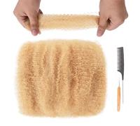 Originea Afro Kinkys Bulk Human Hair for Dreadlocks and Twist Braiding 100% Human Hair 1 Pack 10 Inch Soft Afro Kinky Curly Hair Bulk for Dreads Honey Blonde Color
