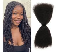 Originea Braiding Hair Pre Stretched Afro Kinkys Bulk Human Hair for Twists and Box Braids Full Length Soft Human Hair Kinky Yaki Straight Texture Crochet Hair Extensions 18inch 50g