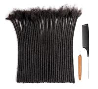 Originea Dreadlock Extensions Human Hair 100% Real Human Hair 8 Inch 100 Strands 0.8cm Full Handmade Crochet Braiding Hair For Women/Men Natural Black Color