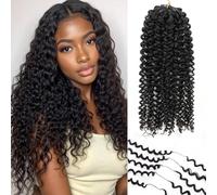 Originea Feather Crochet Human Hair, Invisible Pre Separated Human Crochet Hair Extensions Jerry Curly Wave Hair 22 Inch 50g Miracle Knots Crochet Human Hair for Black Women