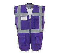 ORIGINMENSWEAR MENS WORKWEAR HI VIS TWO TONE MULTI POCKET HI VIZ VEST 2 RECOVERY EXECUTIVE Purple Medium