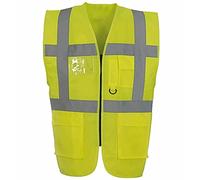 ORIGINMENSWEAR MENS WORKWEAR HI VIS TWO TONE MULTI POCKET HI VIZ VEST 2 RECOVERY EXECUTIVE Yellow 3X-Large
