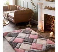 Origins Rug - 3D Geo Shaggy - Blush Pink - 160 x 230 cm