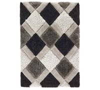 Origins 3D Geo Shaggy Grey 120X170Cm Rug
